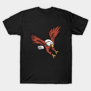 A determined eagle in mid-flight, focused on its prey with a keen gaze T-Shirt